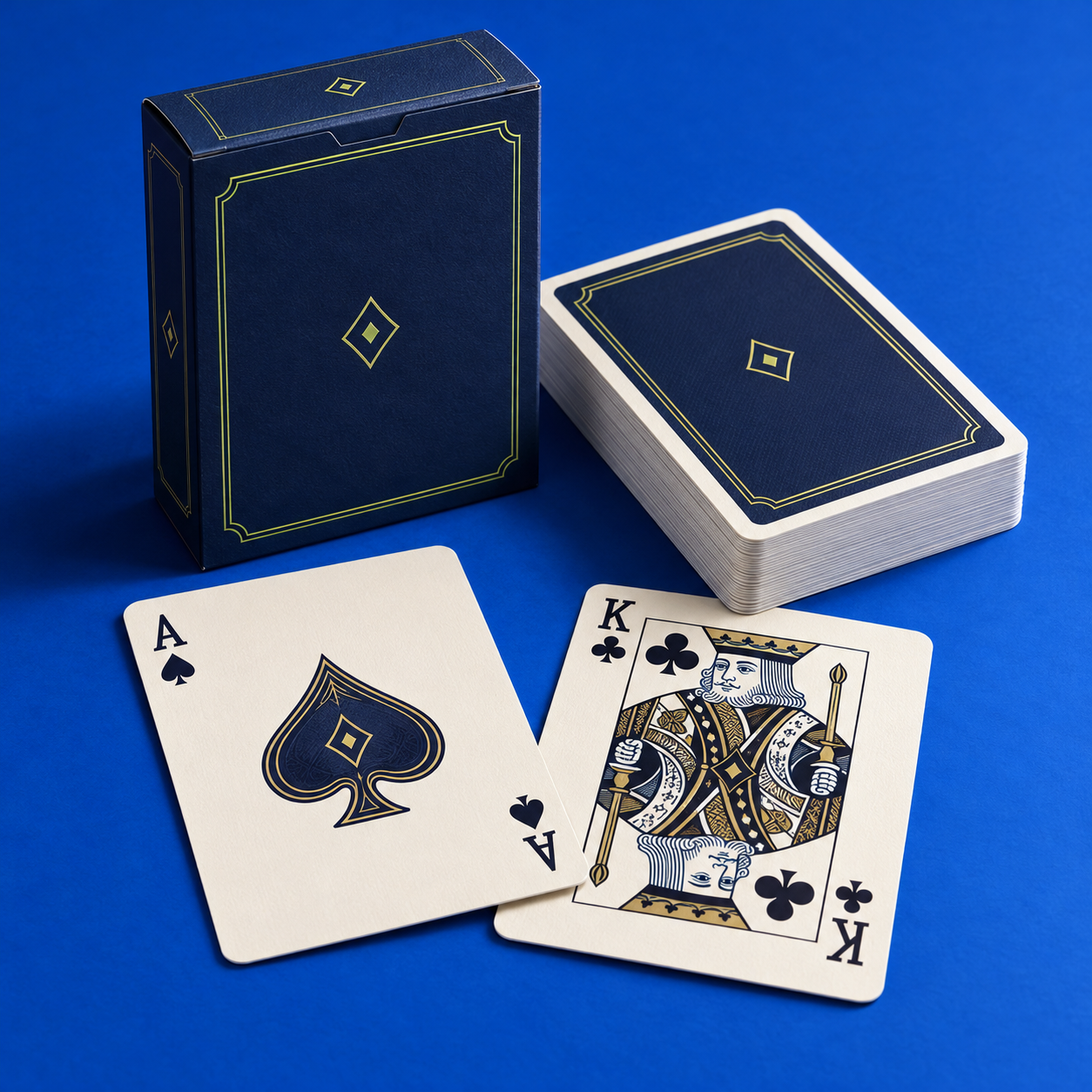 Navy custom card deck and branded gift box