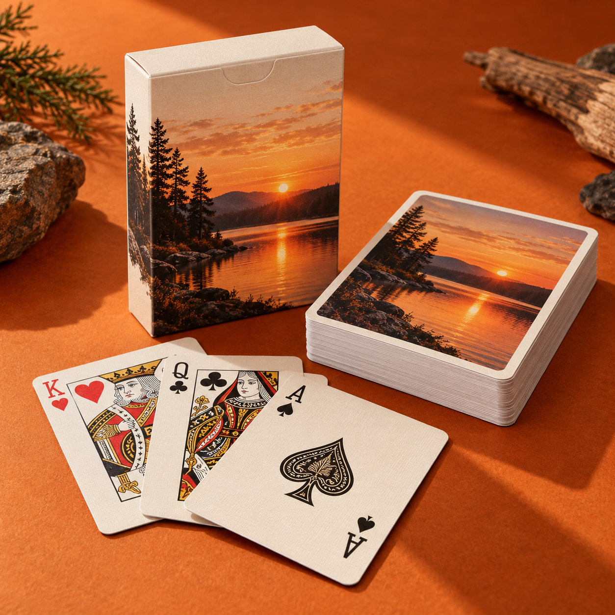 Photo memory card deck in warm orange